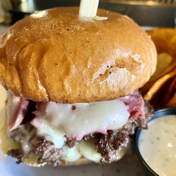 O'Callahans Publick House - O'Callahans Burger (Great Patty Stacked with Hand Sliced Corned Beef) - Irish Pub Near Me - Mocksville, North Carolina