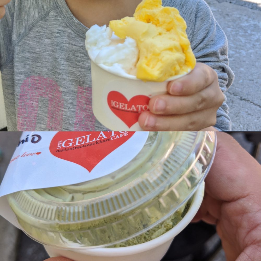 Lemon and mango (double) and pistachio single (should have ordered a double :) ) Lemon and mango (double) and pistachio single (should have ordered a double :) )