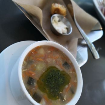 Café Modern - Pesto pisteu soup - Breakfast & Brunch Near Me - Fort Worth, Texas