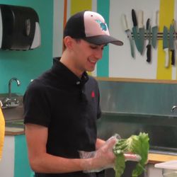 Crespo Cafe - Isaac helping to prepare some fresh salads.