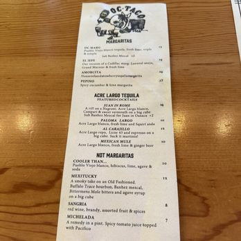 OC Taco - Front of drink menu - Tacos Near Me - Oregon City, Oregon