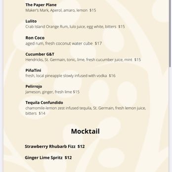 El Quenepo - Drink menu - Caribbean Near Me - Vieques, Puerto Rico