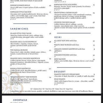 Seaside Grill - Menu - Seafood Near Me - Honolulu, Hawaii Seaside Grill - Menu - Seafood Near Me - Honolulu, Hawaii