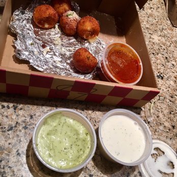 Gina's Pizza - Ricotta balls with 3 sauces: marinara, ranch, aioli Supatasti. - Italian Near Me - Costa Mesa, California Gina's Pizza - Ricotta balls with 3 sauces: marinara, ranch, aioli Supatasti. - Italian Near Me - Costa Mesa, California