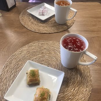 Antalya Delights & Cafe - the owner is the absolute sweetest! we had the Baklava, Iced Tea, rose Turkish delights and they were so good. We absolutely loved it! - Desserts Near Me - Rocklin, California