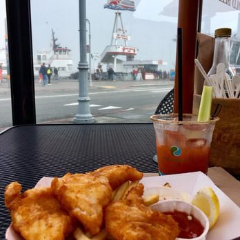 Chowder Hut - The view. Fish and chips with Bloody Mary. Perfect combo to start the day! - Seafood Near Me - San Francisco, California