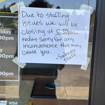 Subway - Photo of closed sign at 1 pm - Sandwiches Near Me - Bandon, Oregon Subway - Photo of closed sign at 1 pm - Sandwiches Near Me - Bandon, Oregon