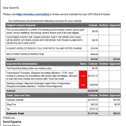Service Estimate Service Estimate