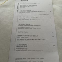 Restaurant Do & Co - Dessert menu