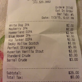 El Segundo Brewing - Prices of individual beers in a flight - most range from $2-$2.50. You get 5 beers/flight. - Breweries Near Me - El Segundo, California
