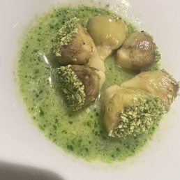 Deconstructed artichoke heart dip, chefs special.