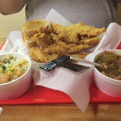 Main Street Seafood & Deli - Catfish platter with fried rice and gumbo! Marvelous