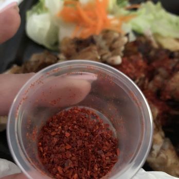 Orange House Take Out - Chicken Teriyaki Plate w/ red pepper flakes - Japanese Near Me - La Habra, California Orange House Take Out - Chicken Teriyaki Plate w/ red pepper flakes - Japanese Near Me - La Habra, California