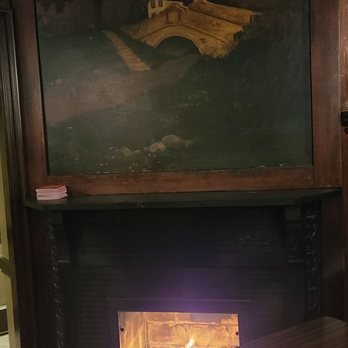 Broad Ripple Brewpub - Painting above the fireplace. - Vegetarian Near Me - Indianapolis, Indiana