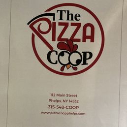 a sign for the pizza coop