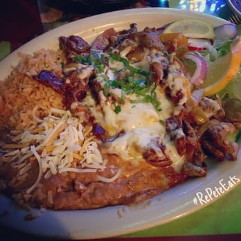 Fiesta Garibaldi - Bistec Con Rajas Y Queso -  Marinated portion of ribeye steak, grilled onions, tomatoes, green peppers, and chihuahua cheese. - Mexican Near Me - Milwaukee, Wisconsin