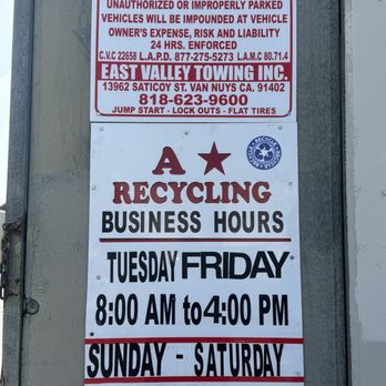 A Star Recycling - Nice hours convenience for me - Recycling Center Near Me - North Hollywood, California