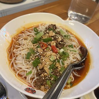 Chiho Bistro - Dan Dan Kurobuta Pork Chili Oil Noodles (contains peanuts) - Noodles Near Me - Seattle, Washington Chiho Bistro - Dan Dan Kurobuta Pork Chili Oil Noodles (contains peanuts) - Noodles Near Me - Seattle, Washington