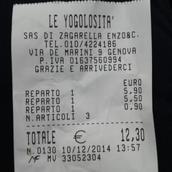 Le Yogolosita - Scontrino di un' insalata , un secondo e acqua