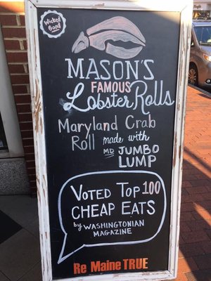 Menu photo 2 Mason's Famous Lobster Rolls - Annapolis Annapolis, MD Menu photo 2 Mason's Famous Lobster Rolls - Annapolis Annapolis, MD