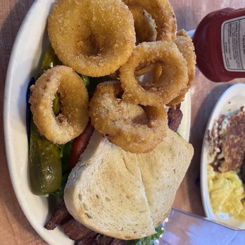 Donut Hole Bakery Cafe - BLT on sour dough with onion rings ( up charge) - Donuts Near Me - Destin, Florida Donut Hole Bakery Cafe - BLT on sour dough with onion rings ( up charge) - Donuts Near Me - Destin, Florida