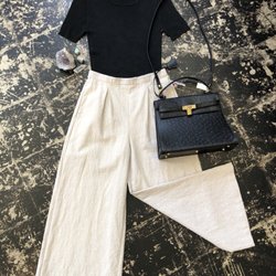 Scissor Clothing - Vintage top, bag, and hand made linen pants.