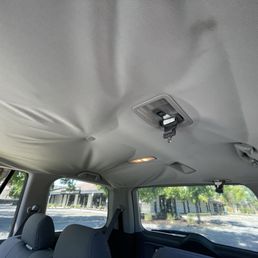 Sagging Headliner passenger rear view.