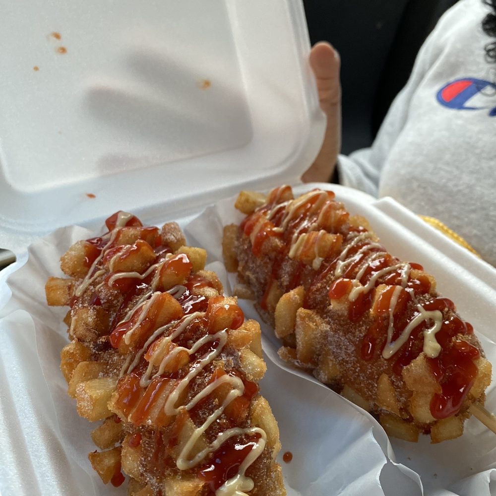 The Boonseek - Corndogs w/ potato topping - Korean Near Me The Boonseek - Corndogs w/ potato topping - Korean Near Me