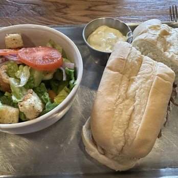 Max on Main - Philly Hoagie with a side salad with Gorgonzola dressing - Pizza Near Me - White Sulphur Springs, West Virginia Max on Main - Philly Hoagie with a side salad with Gorgonzola dressing - Pizza Near Me - White Sulphur Springs, West Virginia