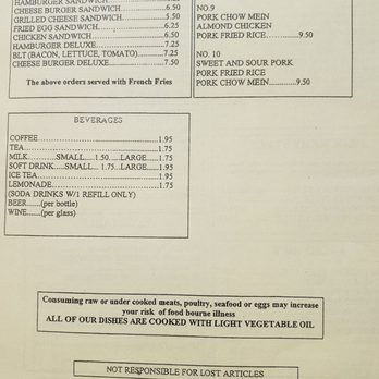 Golden Dragon - Menu - Page 5 Sandwiches, Childrens or Seniors, and Beverages - Chinese Near Me - Post Falls, Idaho