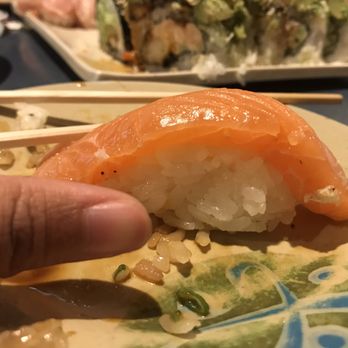 Saburo's - My thumb to show how big this sushi is. - Japanese Near Me - Portland, Oregon Saburo's - My thumb to show how big this sushi is. - Japanese Near Me - Portland, Oregon