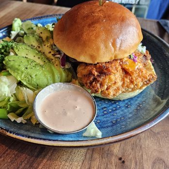 Eureka - Spicy fried chicken sandwich and salad for an up-charge. - American Near Me - Santa Clara, California Eureka - Spicy fried chicken sandwich and salad for an up-charge. - American Near Me - Santa Clara, California