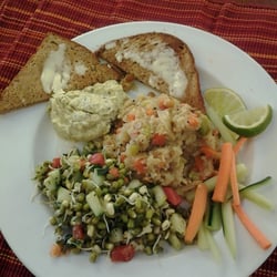 Good Eden Nola Plantmade - South Indian Upma with Mung Bean Sprout Salad and Toast