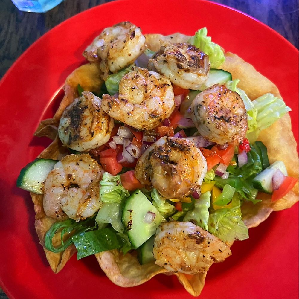 Grumpy Goat Seafood Cantina - Ajillo Shrimp Taco Salad - Seafood Near Me - Charleston, South Carolina