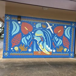Koloa Public School Library - What a beautiful mural at the entrance to the library.