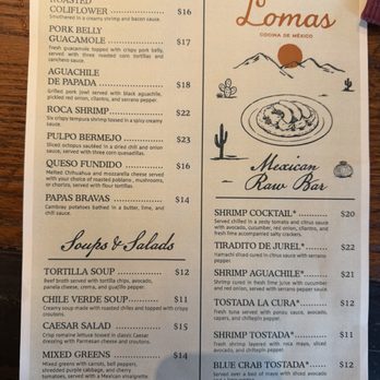 Lomas Cocina de Mexico - Menu August 2026 - Mexican Near Me - Chandler, Arizona