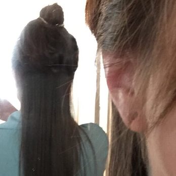 Fringe Salon - The girl was nice. Flatironed it saw the jagged pieces (see pics) %15 not honored. Have to pay more for someone to fix. - Hair Salons Near Me - Chesapeake, Virginia