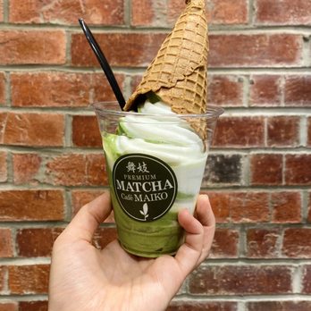 Matcha Cafe Maiko - Tysons - Matcha + lychee soft serve with a cone - Desserts Near Me - Tysons Corner, Virginia Matcha Cafe Maiko - Tysons - Matcha + lychee soft serve with a cone - Desserts Near Me - Tysons Corner, Virginia
