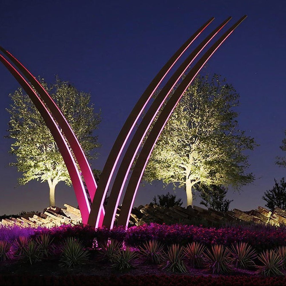 Iconic color-changing "V' at the original entrance to the community Iconic color-changing "V' at the original entrance to the community