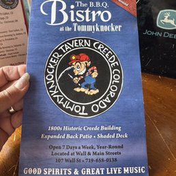Front of menu Front of menu