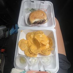 Garner Grill - Regular nachos and the cheeseburger