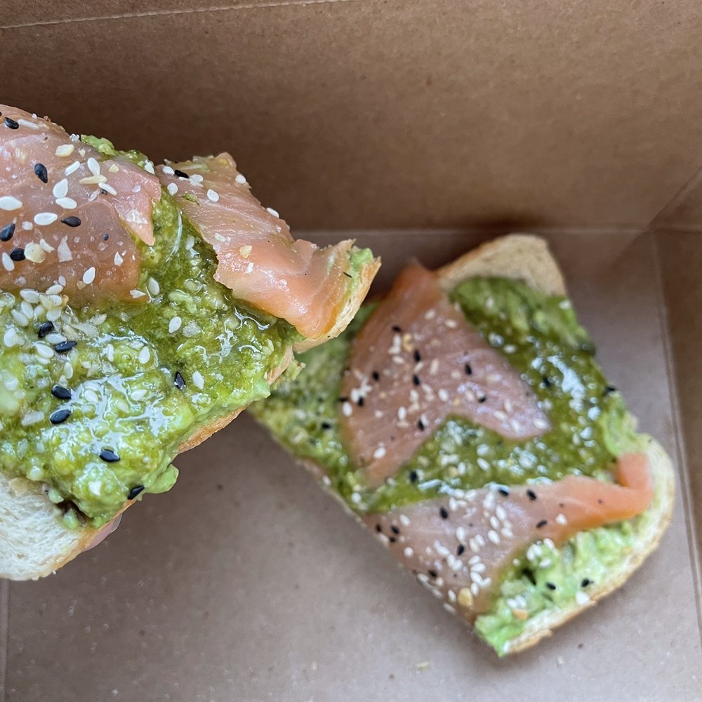 Vibras Juice Bar - Avocado Toast with Salmon and Pesto - Coffee & Tea Near Me - Lone Pine, California Vibras Juice Bar - Avocado Toast with Salmon and Pesto - Coffee & Tea Near Me - Lone Pine, California
