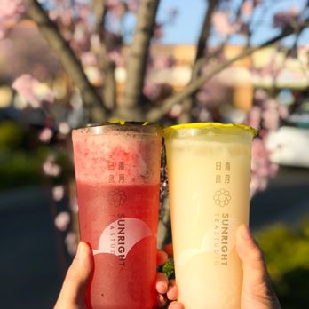 Sunright Tea Studio - Sunnyvale - Strawberry Jasmine Tea and Yogurt Lemon (IG @boba._.addict) - Bubble Tea Near Me - Sunnyvale, California