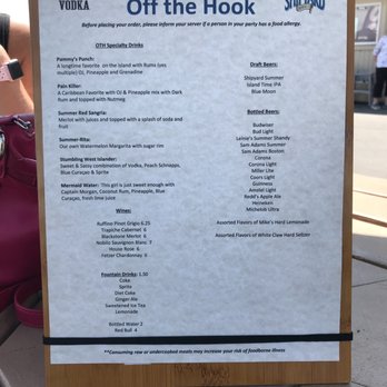 Off the Hook Bar & Grill - Menu rear - Bars Near Me - Fairhaven, Massachusetts