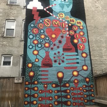 Father Knows Best - Mural located on the back wall of the patio - Bars Near Me - Brooklyn, New York