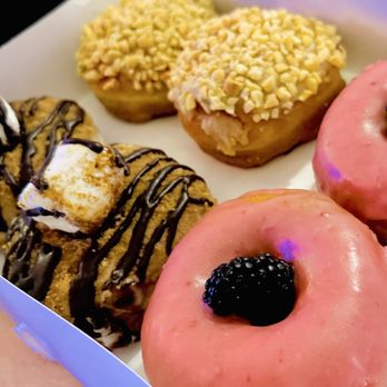 Devi's Donuts and Sweets - 2 S'mores donuts, 2 Blackberry and Raspberry Donuts, 2 PB&J donuts - Donuts Near Me - Long Beach, California