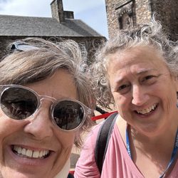 Sunny Smiles Family Dentistry - Me on the left with my sister in Edinburgh. Smiling with my new partial dentures.