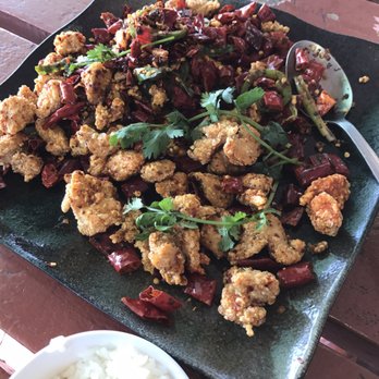 Hong Kong Restaurant - Chongqing spicy chicken, nicely spiced, Jalapeño and onion is a nice touch. - Chinese Near Me - Eugene, Oregon Hong Kong Restaurant - Chongqing spicy chicken, nicely spiced, Jalapeño and onion is a nice touch. - Chinese Near Me - Eugene, Oregon