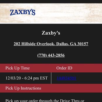 Zaxbys - Clearly explained pickup procedures. - Fast Food Near Me - Dallas, Georgia Zaxbys - Clearly explained pickup procedures. - Fast Food Near Me - Dallas, Georgia