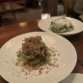 Boca - Roasted Carrot Salad -- lobster, fennel, truffle, hazelnut  "Arpége" Salad -- walnut praline, pickled radish, champagne shallot vinaigrette - Italian Near Me - Cincinnati, Ohio